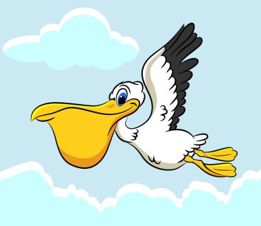 Pelican flying illustration clipart