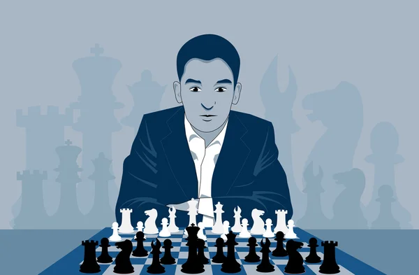 Hombre jugando ajedrez — Vector de stock