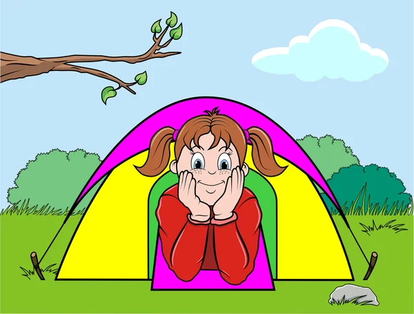 Camping fille — Image vectorielle
