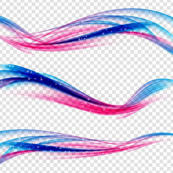 Абстрактний синьо-рожевий набір хвиль на прозорому тлі. Векторні — стоковий вектор