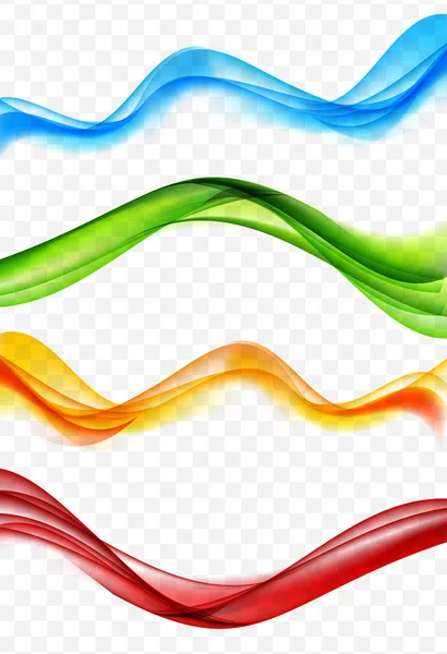 Conjunto de ondas coloridas abstratas em fundo transparente. Vector III — Vetor de Stock