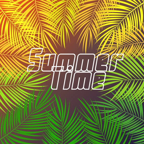 Zomertijd, Palm blad, vectorillustratie achtergrond — Stockvector