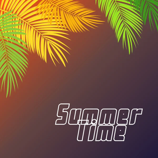 Summer Time Palm Leaf Vector Background Illustration — Stock Vector