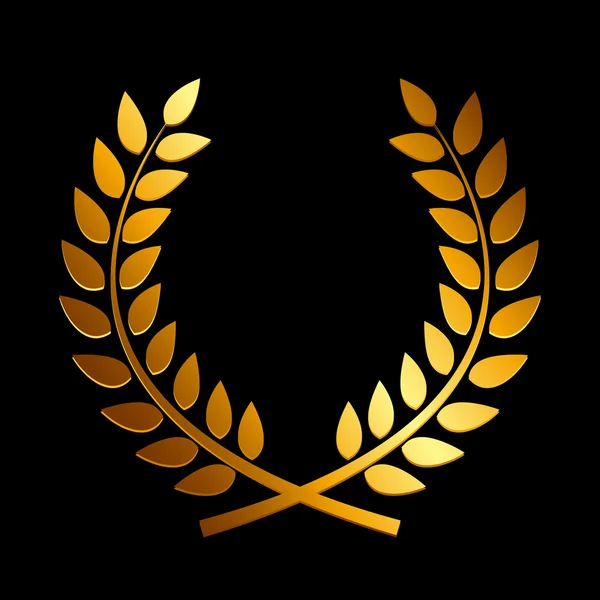 Gold Award Laurel Wreath. Winner Leaf label,  Symbol of Victory. — Stock Vector