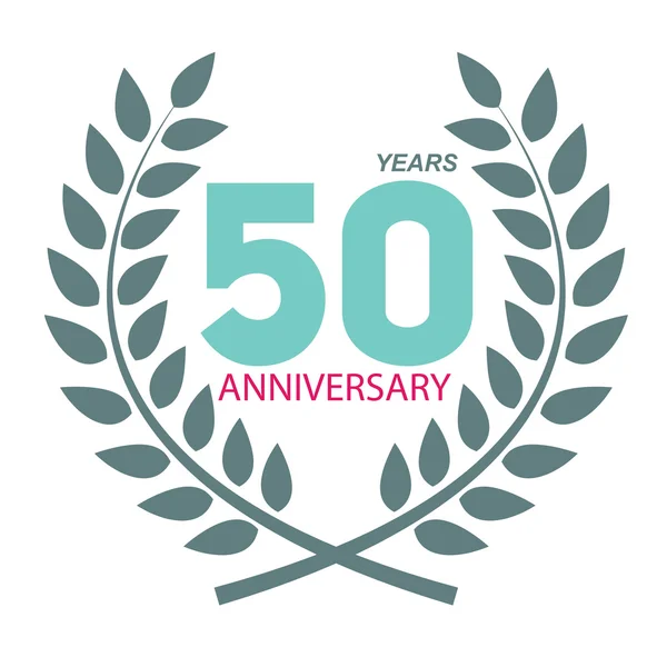 Modèle Logo 50 Anniversaire de Laurel Wreath Vector Illustratio — Image vectorielle