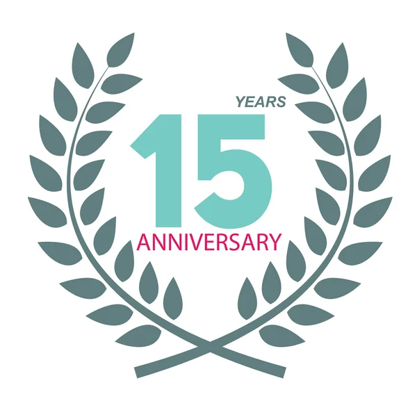 Szablon Logo 15 rocznica w wektor wektor wieniec laurowy — Wektor stockowy