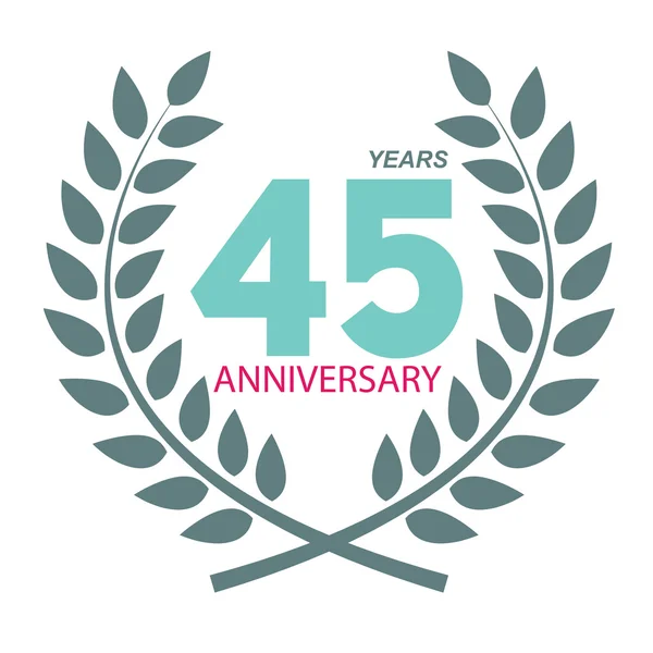 Modèle Logo 45 Anniversaire de Laurel Wreath Vector Illustratio — Image vectorielle