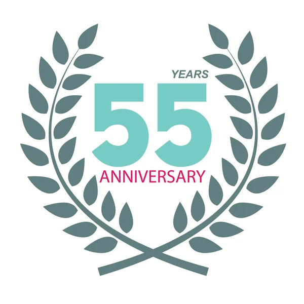 Modèle Logo 55 Anniversaire de Laurel Wreath Vector Illustratio — Image vectorielle