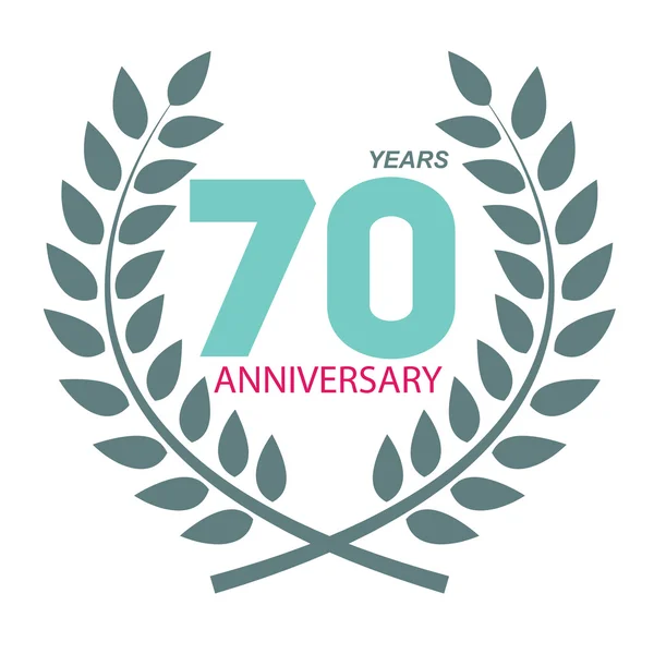 Logo de la plantilla 70 Aniversario en Laurel Corona Vector Illustratio — Archivo Imágenes Vectoriales