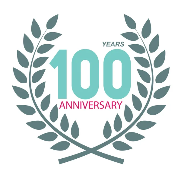 Logo de la plantilla 100 Aniversario en Laurel Corona Vector Illustrati — Archivo Imágenes Vectoriales