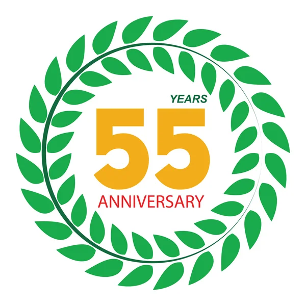 Logo de la plantilla 55 Aniversario en Laurel Corona Vector Illustratio — Archivo Imágenes Vectoriales
