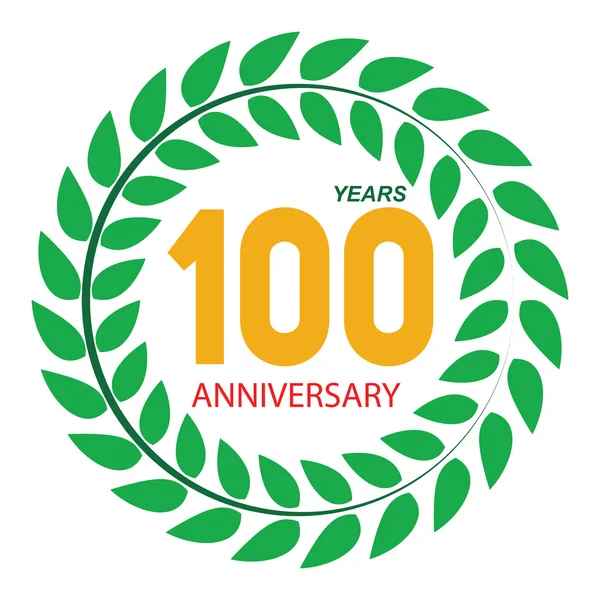 Logo de la plantilla 100 Aniversario en Laurel Corona Vector Illustrati — Archivo Imágenes Vectoriales