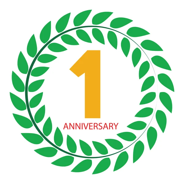 Logotipo do modelo 1 aniversário na ilustração do vetor da grinalda de Laurel —  Vetores de Stock