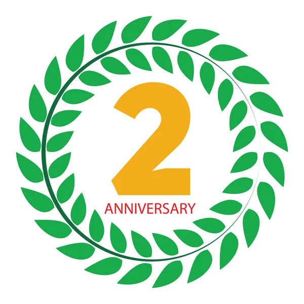 Logo de la plantilla 2 Aniversario en Laurel Corona Vector Ilustración — Vector de stock