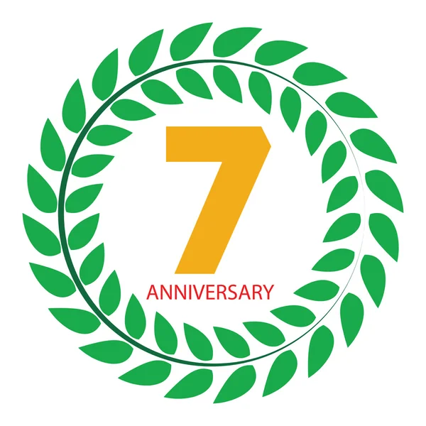 Logotipo do modelo 7 Aniversário na ilustração do vetor da grinalda de Laurel —  Vetores de Stock