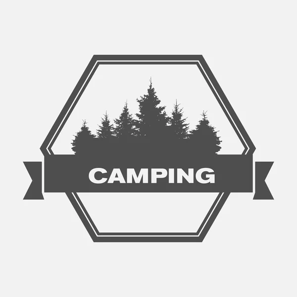 Summer Camp. Bild av naturen. Träd Silhouette. Vector Illustrati — Stock vektor