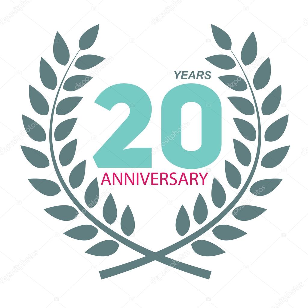 Template Logo 20 Anniversary in Laurel Wreath Vector Illustratio