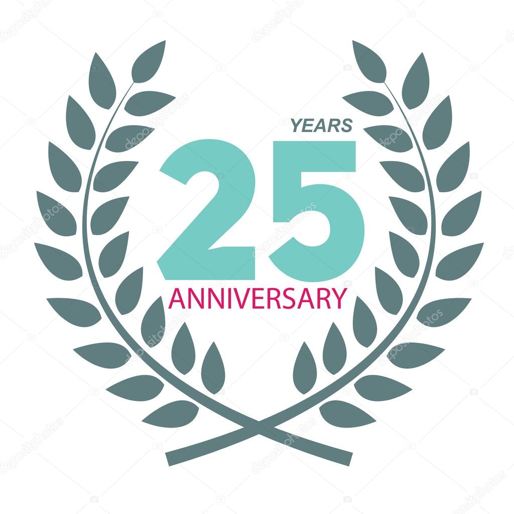 Template Logo 25 Anniversary in Laurel Wreath Vector Illustratio