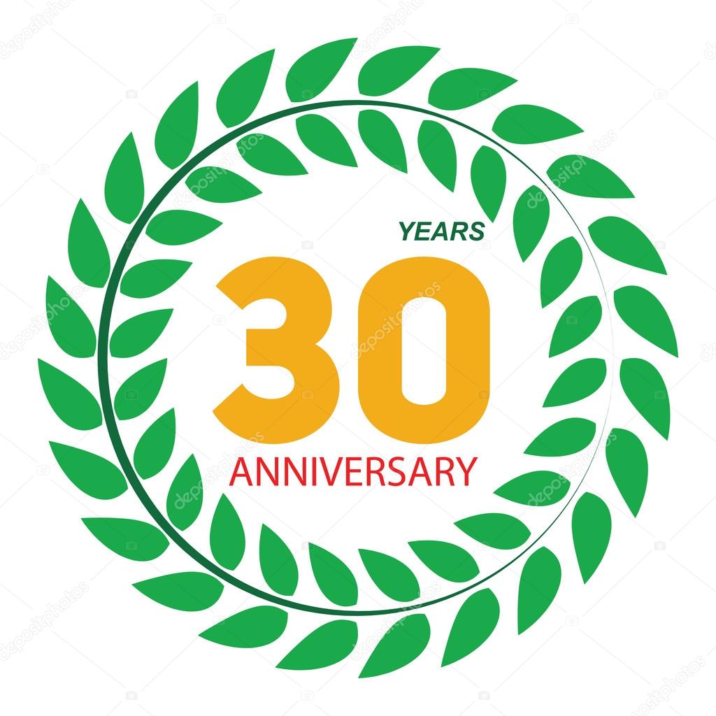 Template Logo 30 Anniversary in Laurel Wreath Vector Illustratio