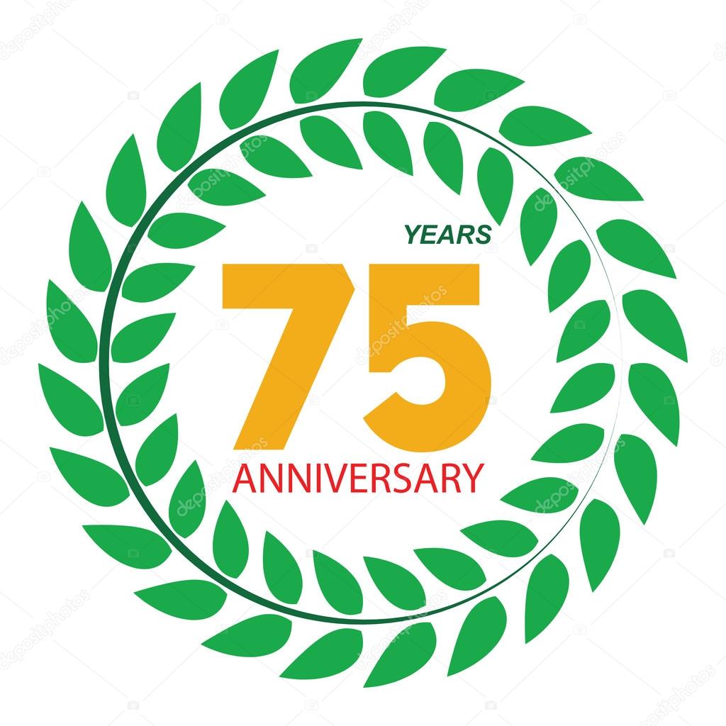 Template Logo 75 Anniversary in Laurel Wreath Vector Illustratio