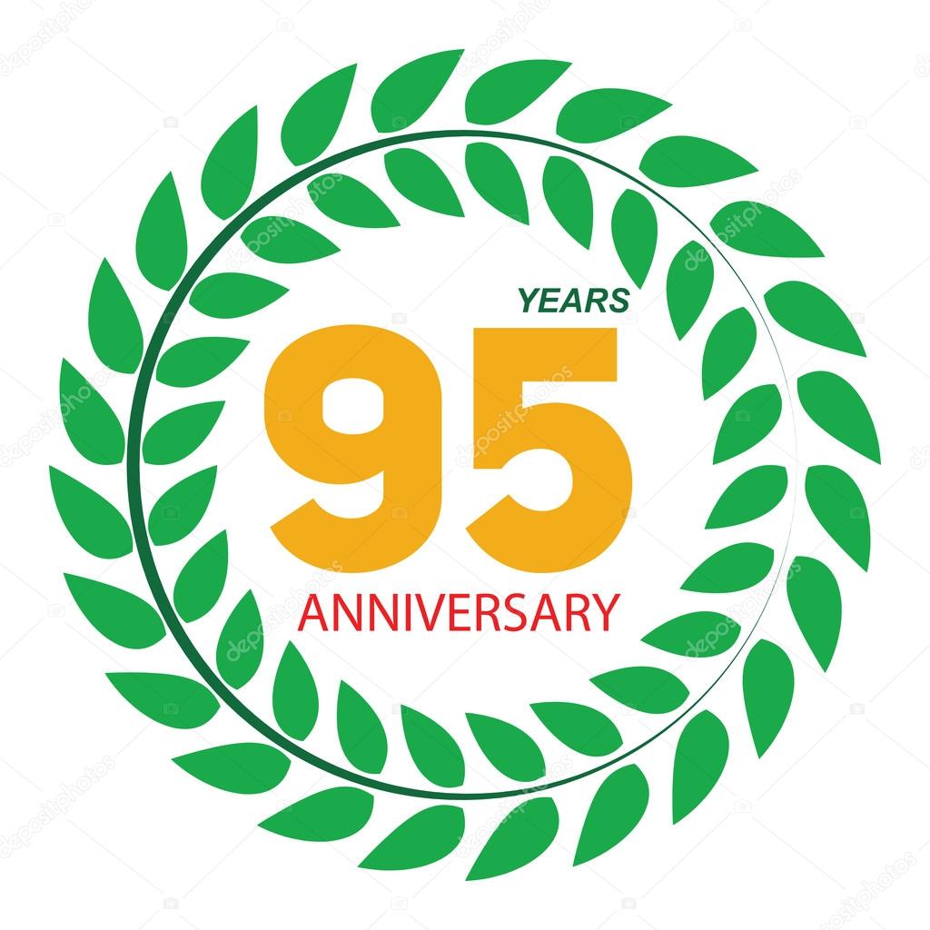 Template Logo 95 Anniversary in Laurel Wreath Vector Illustratio