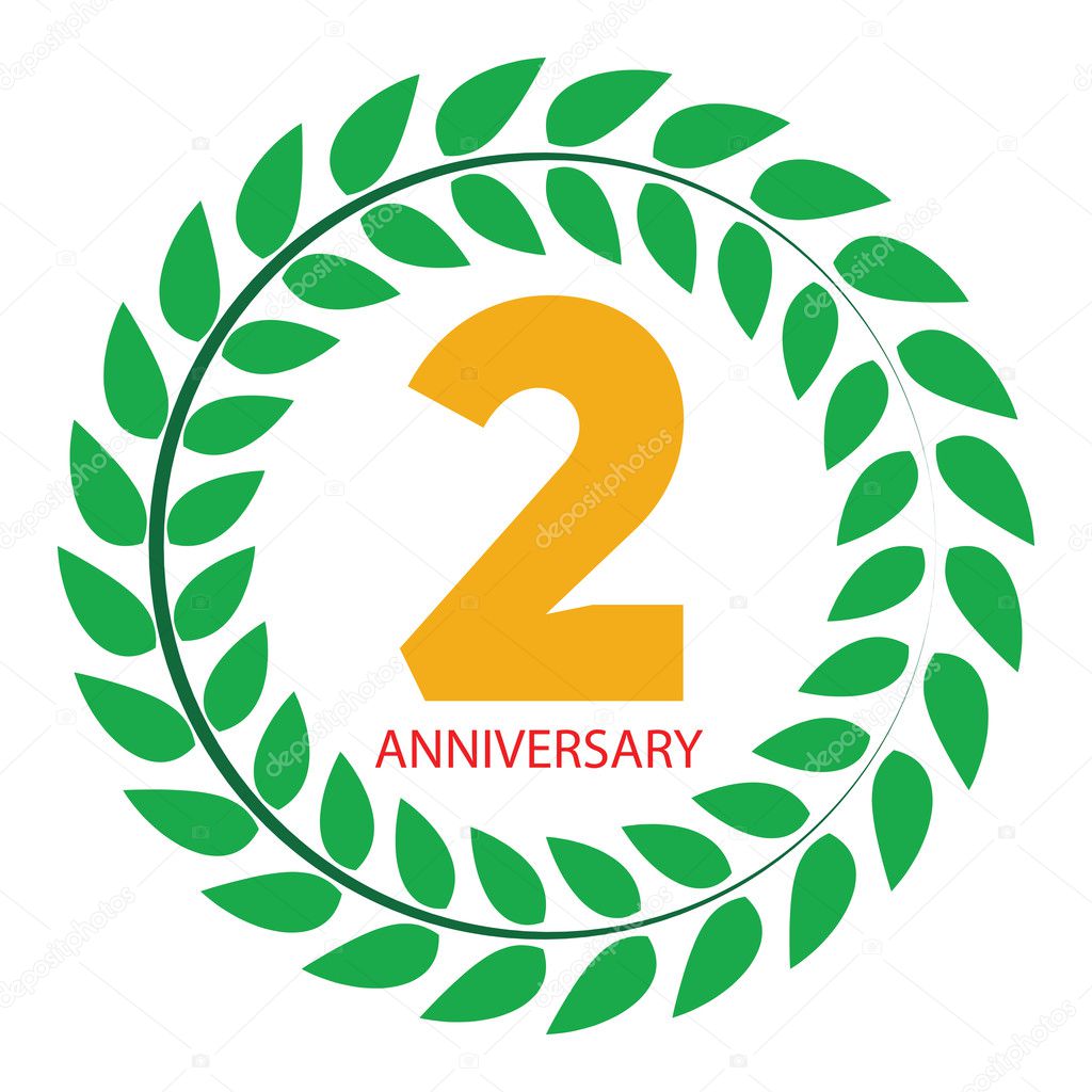 Template Logo 2 Anniversary in Laurel Wreath Vector Illustration
