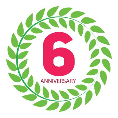 Defne çelengi vektör çizim şablonu Logo 6 yıldönümü