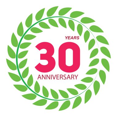 Şablonu Logo 30 yıldönümünü defne çelengi vektör Illustratio