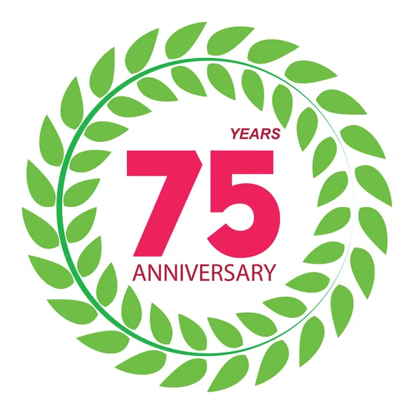 Modelo Logo 75 Aniversário em Laurel coroa de flores Vector Illustratio —  Vetores de Stock
