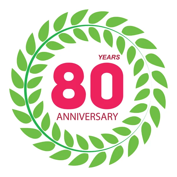 Logo de la plantilla 80 Aniversario en Laurel Corona Vector Illustratio — Archivo Imágenes Vectoriales