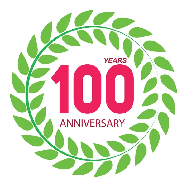 Logo de la plantilla 100 Aniversario en Laurel Corona Vector Illustrati — Archivo Imágenes Vectoriales