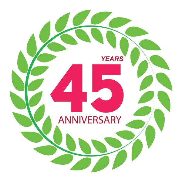 Modèle Logo 45 Anniversaire de Laurel Wreath Vector Illustratio — Image vectorielle