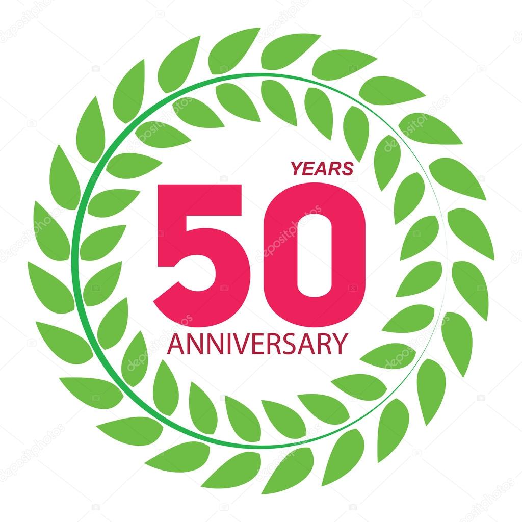 Template Logo 50 Anniversary in Laurel Wreath Vector Illustratio
