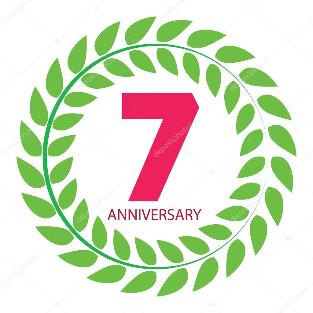 Template Logo 7 Anniversary in Laurel Wreath Vector Illustration