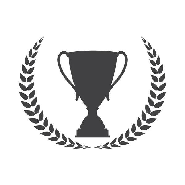 Silhouette del vincitore della Coppa Trofeo con corona di alloro — Vettoriale Stock