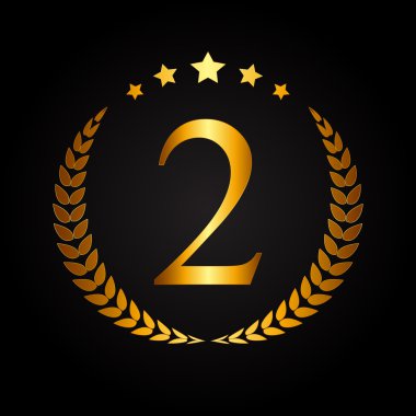 İkinci sıra altın Laurel tasarım etiket vektör çizim