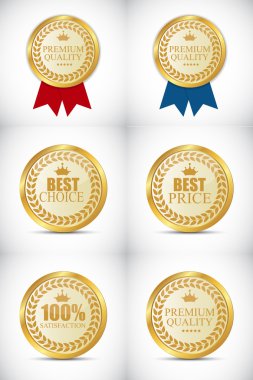 Altın kalite etiketi kümesi vektör çizim