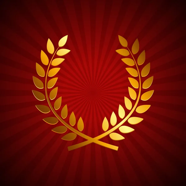 Gold Award Laurel Wreath. Winner Leaf label,  Symbol of Victory. — Stock Vector