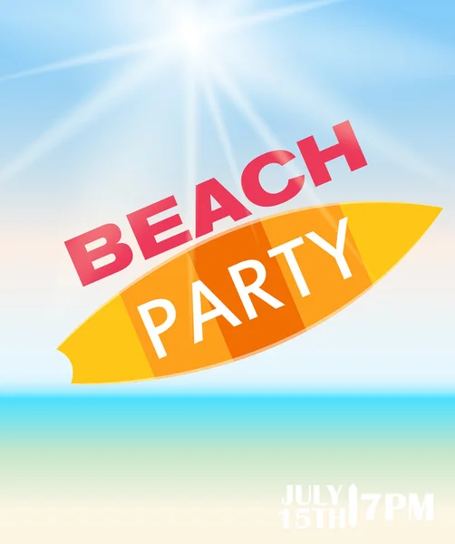 Strand Sommer Party Plakat Vektor Illustration — Stockvektor