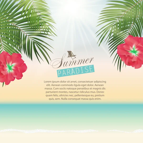 Summer Time Palm Leaf Vector Background Illustration — Stock Vector