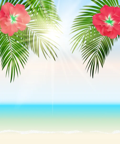 Summer Time Palm Leaf Vector Background Illustration — Stock Vector