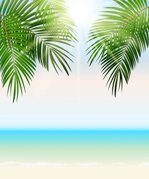 Yaz saati palmiye yaprağı vektör arka plan illüstrasyon — Stok Vektör