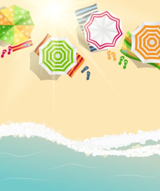 Yaz saati arka plan. Düz tasarım stil vektör Sunny Beach