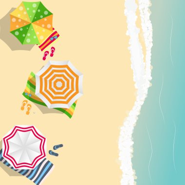 Yaz saati arka plan. Düz tasarım stil vektör Sunny Beach