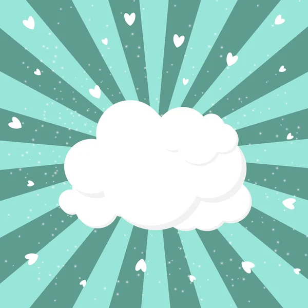雲と心の背景ベクトル図 — ストックベクタ