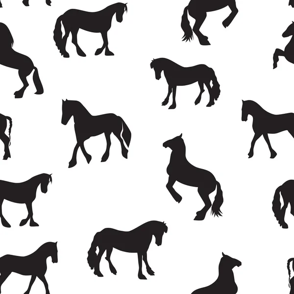 Чорний кінь силует Безшовний візерунок Векторні ілюстрації — стоковий вектор