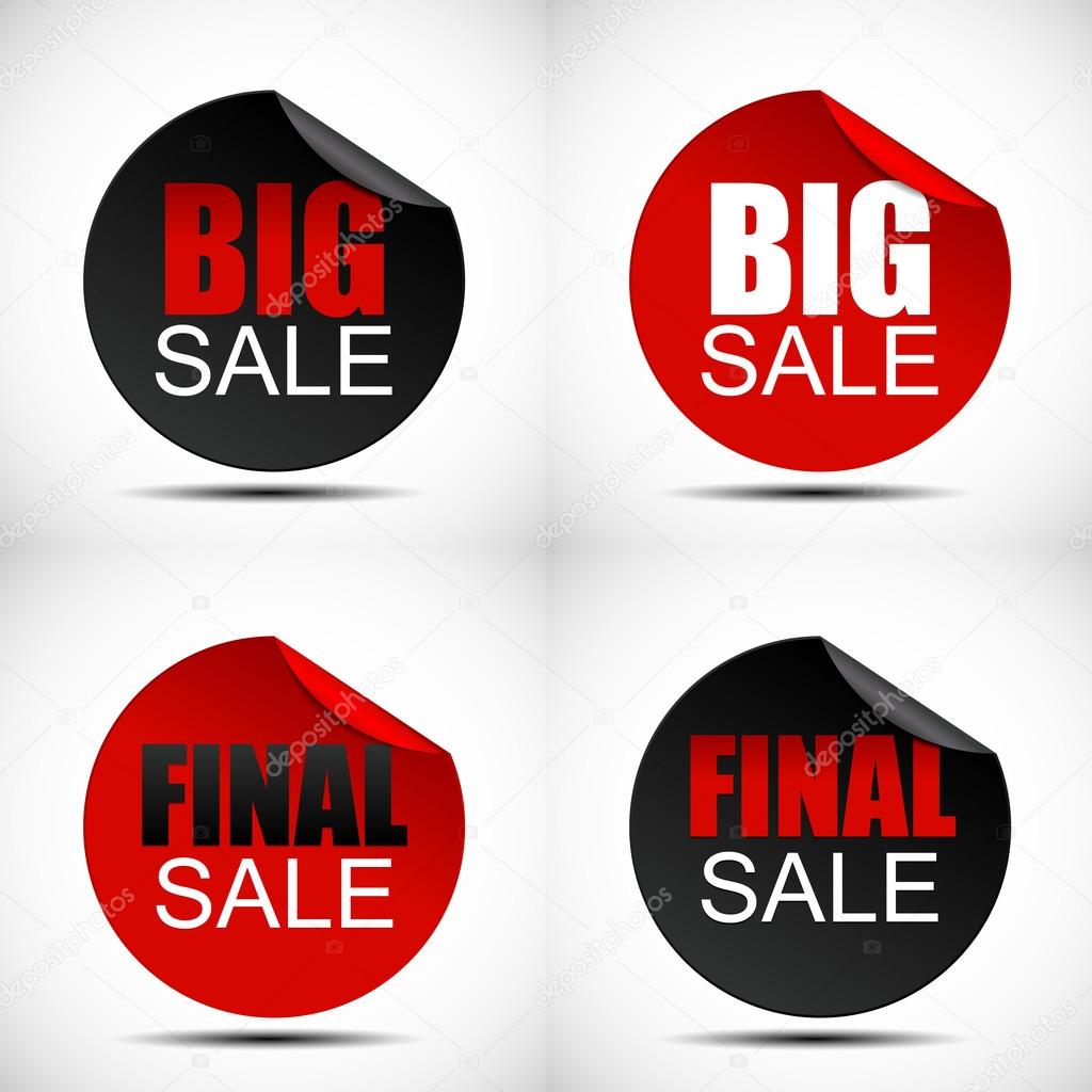 Circle Big Sale Label Set Vector Illustration