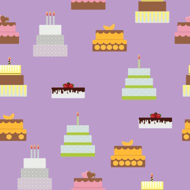 Doğum günü pastası düz simgesi Dikişsiz desen arka plan, Des için