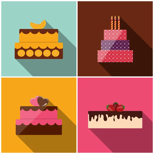 Tarta de Cumpleaños Icono plano para tu diseño, Vector Illustration — Archivo Imágenes Vectoriales