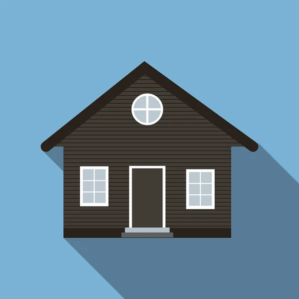 Plat huis pictogram met lange schaduw vectorillustratie — Stockvector